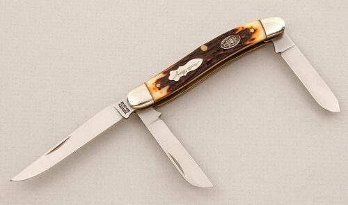 Schrade Cutlery 897UH 100th Anniversary with Staglon Scales handle material - Obverse Side - Item #KLC15310