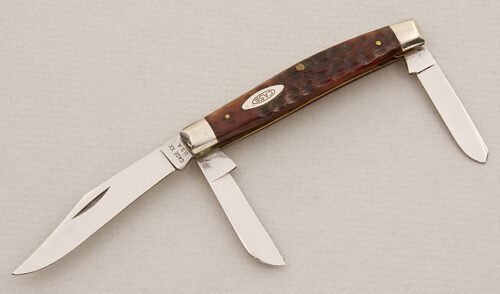 Case Cutlery 6544 Stockman with Brown Jigged Bone Scales handle material - Obverse Side - Item #KLC15312