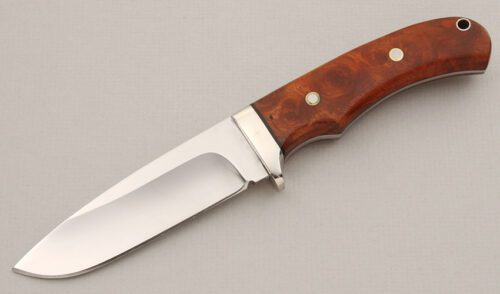 A.G. Russell Hunter with Chinese Quince Burl Scales handle material - Obverse Side - Item #KLC15320