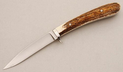 Mike McClure Bird And Trout with Sambar Stag Scales handle material - Obverse Side - Item #KLC15333