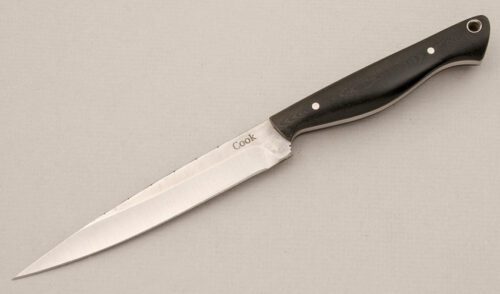 Dennis Cook Large Sting with Black Micarta Scales handle material - Obverse Side - Item #KLC15334