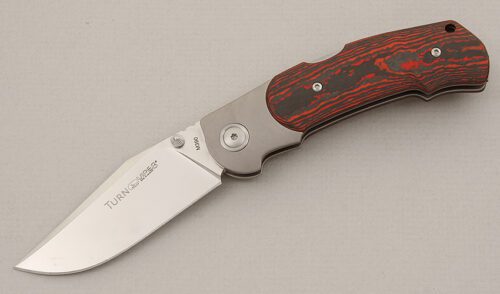 Viper Knives Turn with Red Lava Carbon Fiber Scales handle material - Obverse Side - Item #KLC15336