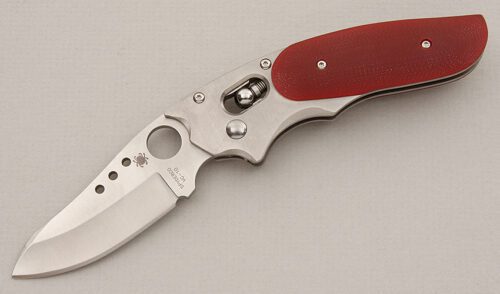 Spyderco Knives C114GPRD Phoenix with Red Micarta Scales handle material - Obverse Side - Item #KLC15340