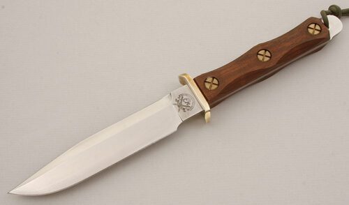 Ek Knives Commando Bowie with Walnut Scales handle material - Obverse Side - Item #KLC15359