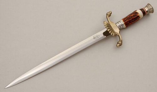 Hirschkrone Knives Huntsman Sword with Stag Handle handle material - Obverse Side - Item #KLC15366