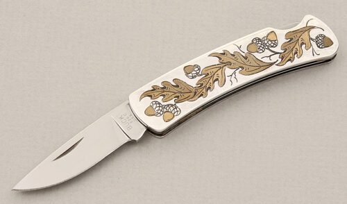 Buck Knives 526C Lockback with Nickel Silver Frame handle material - Obverse Side - Item #KLC15376