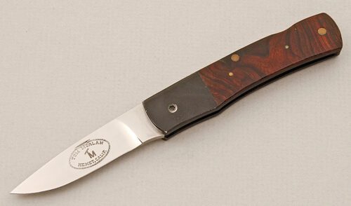 Tom Morlan Lockback with Desert Ironwood Scales handle material - Obverse Side - Item #KLC15380