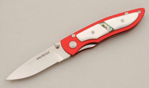 Seki-Cut SC-160 Linerlock with Mother Of Pearl Scales handle material - Obverse Side - Item #KLC15450