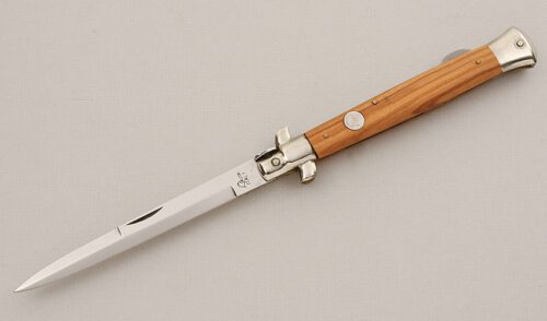 Falcon Knives Large Stiletto Lockback with Olivewood Scales handle material - Obverse Side - Item #KLC15464