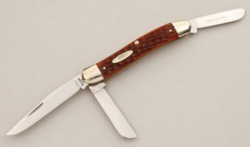 Case Cutlery 6318 Stockman with Brown Jigged Bone Scales handle material - Obverse Side - Item #KLC15479