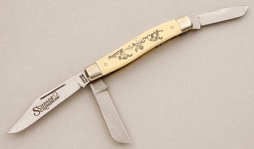 Schrade Cutlery SC505 Stockman with Ivory Micarta Scales handle material - Obverse Side - Item #KLC15484