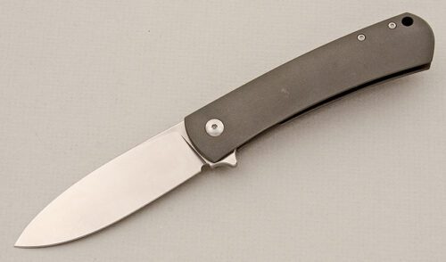 Massdrop Knives Keen with 6AL4V Titanium Frame handle material - Obverse Side - Item #KLC15485