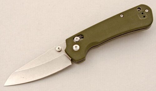 Massdrop Knives Perpetua with Green G-10 Scales handle material - Obverse Side - Item #KLC15489