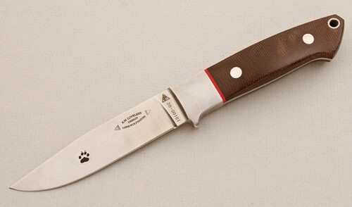 Lone Wolf Knives Loveless Classic Utility with Green Canvas Micarta Scales handle material - Obverse Side - Item #KLC15498