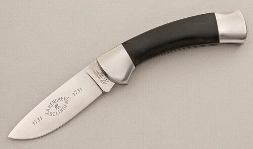 J.A. Henckels Model 1731 Lockback with Black Composite Scales handle material - Obverse Side - Item #KLC15518