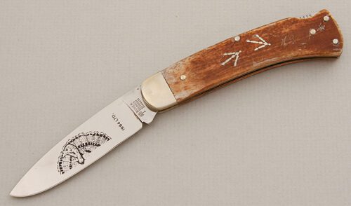 Boker Knives Old Tom Wild Turkey with Smooth Brown Bone Scales handle material - Obverse Side - Item #KLC15521