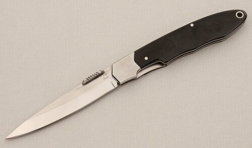 Spyderco Knives Solo Razor with Black Micarta Scales handle material - Obverse Side - Item #KLC15525