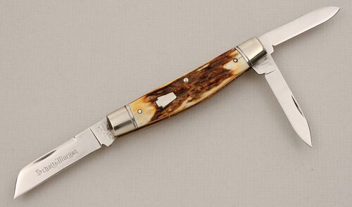 Schatt & Morgan Keystone Congress Whittler with Sambar Stag Scales handle material - Obverse Side - Item #KLC15535