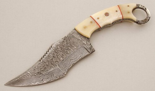 Unknown Maker Ringlock Fighter with Smooth White Bone Scales handle material - Obverse Side - Item #KLC15566