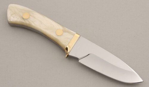 Unknown Maker Drop Point Hunter with Faux Pearl Scales handle material - Obverse Side - Item #KLC15583