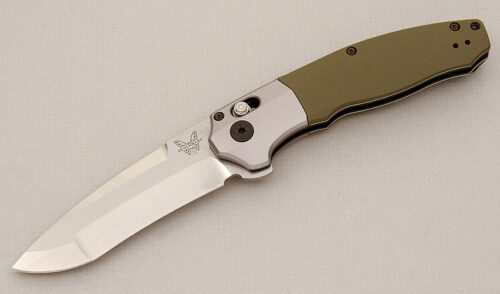 Benchmade Knives 496 Vector with Green G-10 Scales handle material - Obverse Side - Item #KLC15600