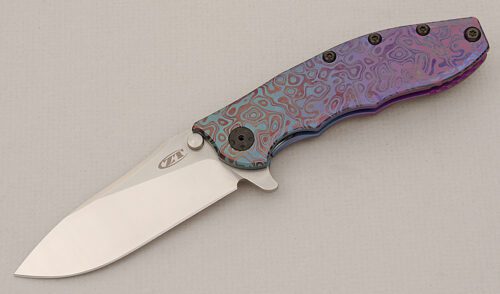 Kershaw Knives Zero Tolerance 562 Custom with Topographic Anodized Titanium handle material - Obverse Side - Item #KLC15610