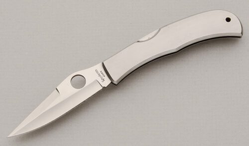 Spyderco Knives Jess Horn Midlock with Stainless Steel Frame handle material - Obverse Side - Item #KLC15616
