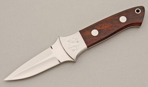 Jim Turecek Boot Knife with Ironwood Handle Scales handle material - Obverse Side - Item #KLC15619