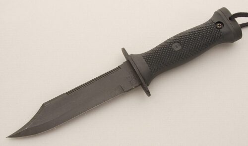 Ontario Knife Co. MK 3 U.S. Navy Dive Knife with Formed Plastic Handle handle material - Obverse Side - Item #KLC15635