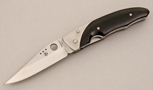 Spyderco Knives C42 Viele Linerlock with Black Micarta Scales handle material - Obverse Side - Item #KLC15639
