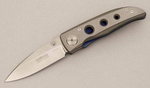 Klotzli Knives Walker Design Linerlock with Titanium Frame handle material - Obverse Side - Item #KLC15640