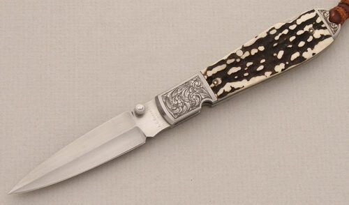 A.G. Russell Agent's Office Knife with Imitation Stag Scales handle material - Obverse Side - Item #KLC15641