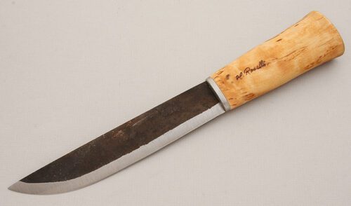 Roselli Knives Large UHC Hunter with Curly Birch Handle handle material - Obverse Side - Item #KLC15656