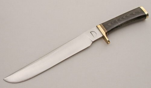 Hastings/Parrish Knife Works Camp Knife with Black Micarta Handle handle material - Obverse Side - Item #KLC15658