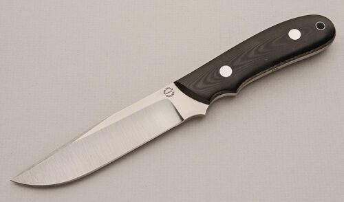 Dozier - Arkansas Made Professional Guides Knife with Black Micarta Scales handle material - Obverse Side - Item #KLC15665