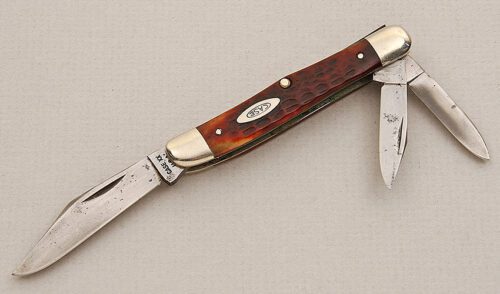Case Cutlery 6308 Stockman with Brown Jigged Bone Scales handle material - Obverse Side - Item #KLC15667