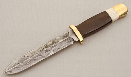 Shawn Vallotton OKCA Boot Knife with Rosewood Handle handle material - Obverse Side - Item #KLC15675
