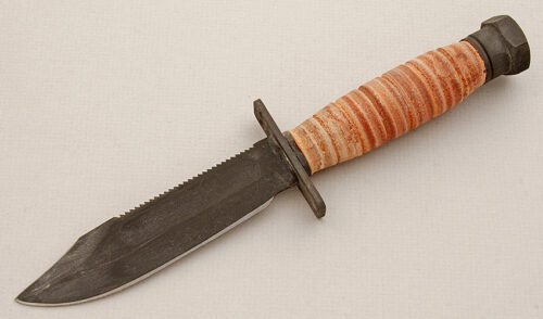 Ontario Knife Co. Pilot's Survival Knife with Wooden Handle handle material - Obverse Side - Item #KLC15678