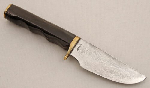 Floyd Medlin Damascus Hunter with Buffalo Horn Handle handle material - Obverse Side - Item #KLC15683