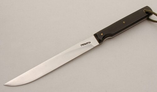 Randall Knives Model 10-7 Salt Fisherman with Black Micarta Scales handle material - Obverse Side - Item #KLC15687