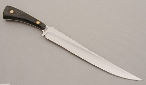 R.W. Wilson Large Hunter with Black Micarta Scales handle material - Obverse Side - Item #KLC15688