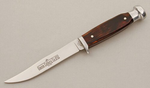 Queen Cutlery #92 Clip Point Hunter with Laminated Wood Scales handle material - Obverse Side - Item #KLC15696