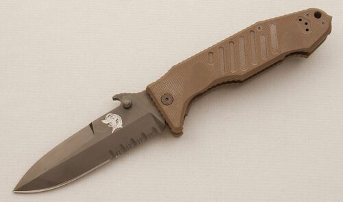 Fox Cutlery Col Moschin Delta Large with Brown G-10 Scales handle material - Obverse Side - Item #KLC15698