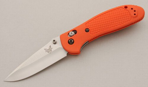 Benchmade Knives Griptilian with Orange FRN Frame handle material - Obverse Side - Item #KLC15703