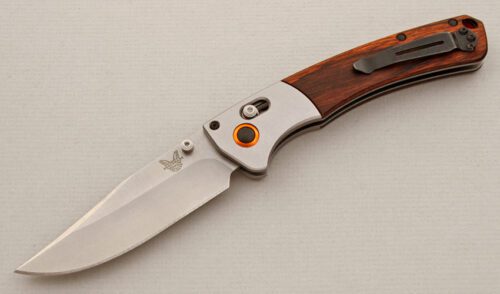 Benchmade Knives 15080 Crooked River with Dymondwood Scales handle material - Obverse Side - Item #KLC15706