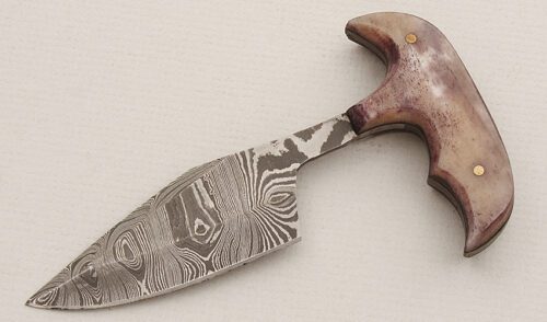 Unknown Maker Knuckle Knife with Smooth Blue Bone Scales handle material - Obverse Side - Item #KLC15713