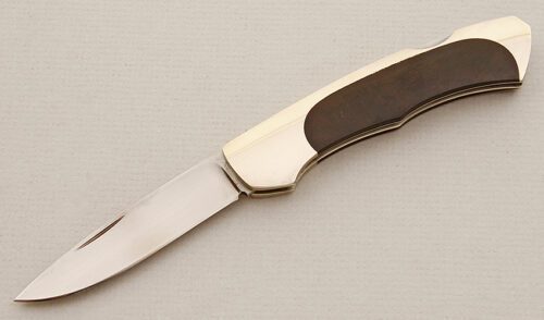 Joe Kious Lockback with Nickel Silver Frame handle material - Obverse Side - Item #KLC15717