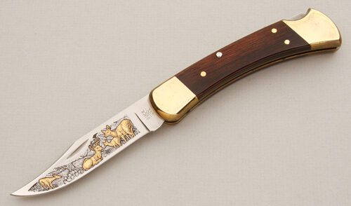 Buck Knives 110 J.C. Penney Custom with Rosewood Scales handle material - Obverse Side - Item #KLC15722