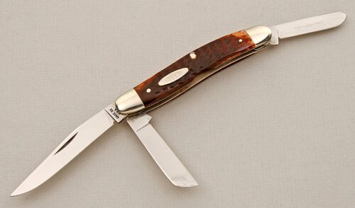 Case Cutlery 63047 Stockman with Brown Jigged Bone Scales handle material - Obverse Side - Item #KLC15726