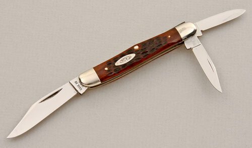 Case Cutlery 6308 Stockman with Brown Jigged Bone Scales handle material - Obverse Side - Item #KLC15727